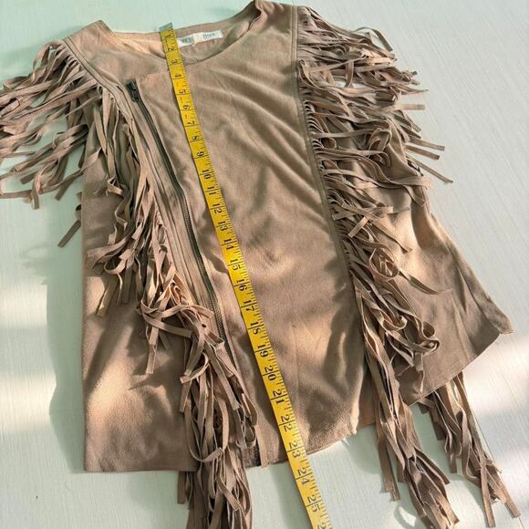 Tan western fringe zip up top - size large - Picture 2 of 7